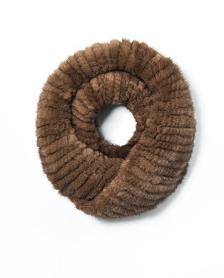 Knitted Mink Sections Infinity Scarf