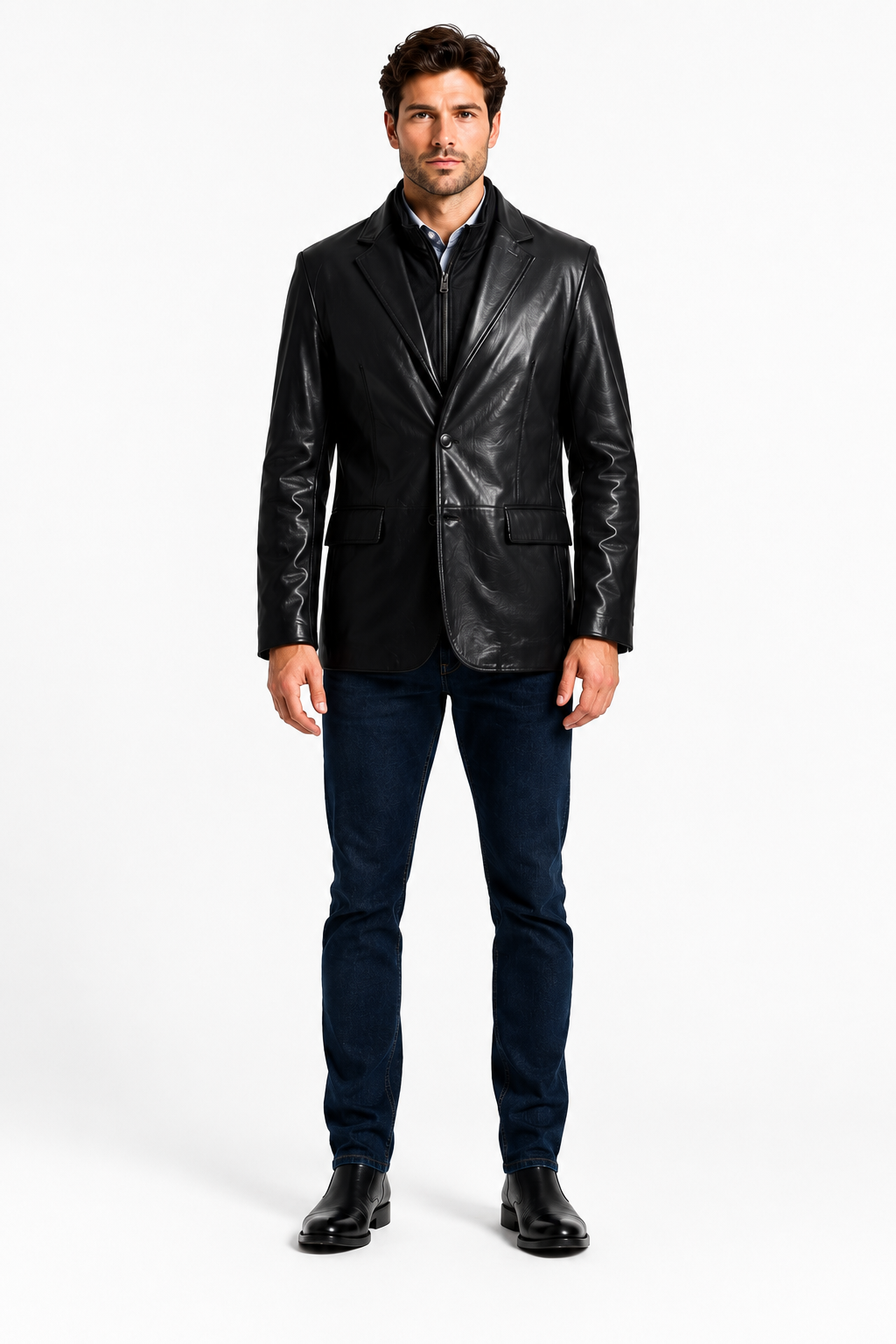 Men's Leather Blazer- Maximilian
