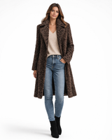 Cappuccino Dyed Lamb Belted Coat with Notch Collar