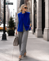 One-of-a-Kind 26" Cobalt Blue Dyed Mink Collarless Vest