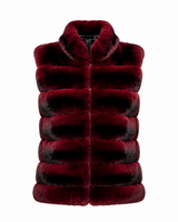 One-of-a-Kind 19" Bordeaux dyed Horizontal Chinchilla Vest