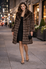 39” Notch Collar Coat in Tip-Dyed Barguzin Russian Sable