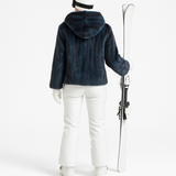 Dyed Mink Patchwork Jacket with Hood – Reversible to White Water Repellant Nylon