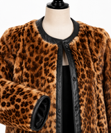 Archive & Vintage Designer 40" Animal Print Coat with Leather Trim
