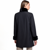 32" Black Dyed Sheared mink Reversible Jacket with Long Hair Mink Collar & Cuffs