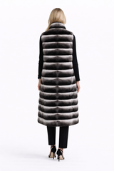 Natural Chinchilla Long Vest (Tunic) Horizontal Body-47"