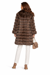 39” Notch Collar Coat in Tip-Dyed Barguzin Russian Sable