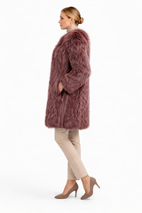 37" Rosa Rosetti Dyed Feather Silver Fox Coat