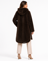 Maximilian Brown Shearling Lamb Hooded  Coat