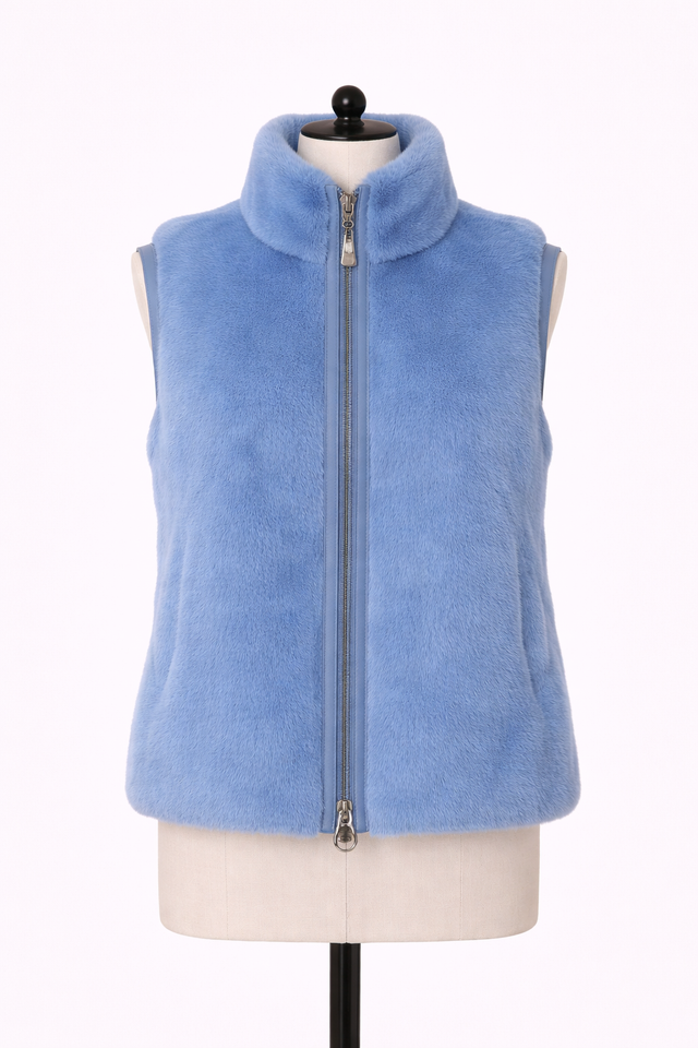 Archive & Vintage Famous Designer Blue Dyed Mink Vest