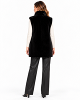 Maximilian 30" Black Sheared Mink Vest with Mink Stand Collar