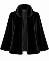 Maximilian 25" Black Sheared Mink Swing Jacket with Mink Stand Collar