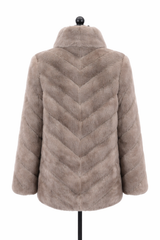 Archive & Vintage Silver Blue Mink Jacket, Chevron Body Reversible-30"