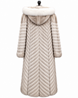 Archive & Vintage 47" Blue Fox Hooded Coat with White Fox Trim