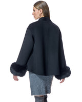 Wool Cape with Dyed Fox Cuffs -Maximilian