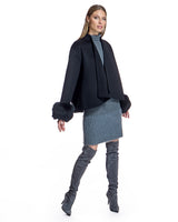 Wool Cape with Dyed Fox Cuffs -Maximilian