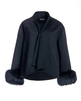 Wool Cape with Dyed Fox Cuffs -Maximilian
