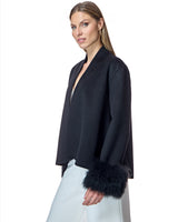 Wool Cape with Cashmere Goat Cuffs