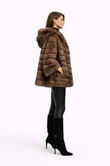 31” Tip-Dyed Barguzin Russian Sable Hooded Cape Jacket