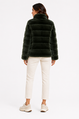 Dark Green Horizontal Reversible Mink Jacket -25"