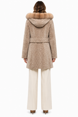 One-of-a-Kind 35" Natural Broadtail Lamb Coat with Golden Russian Sable