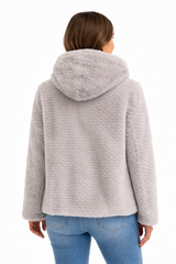 Sapphire Mink Hooded Jacket in Textured Finish | Maximilian