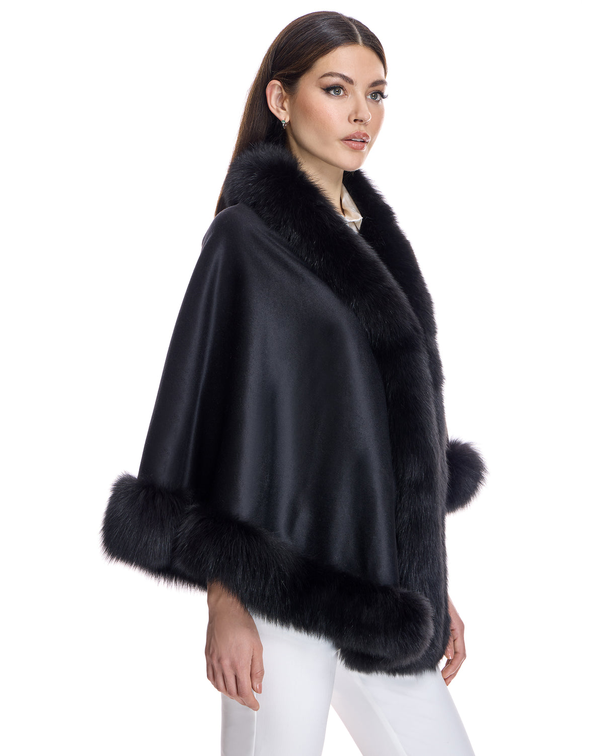 Julia & Stella Cashmere & Fox Trim Cape
