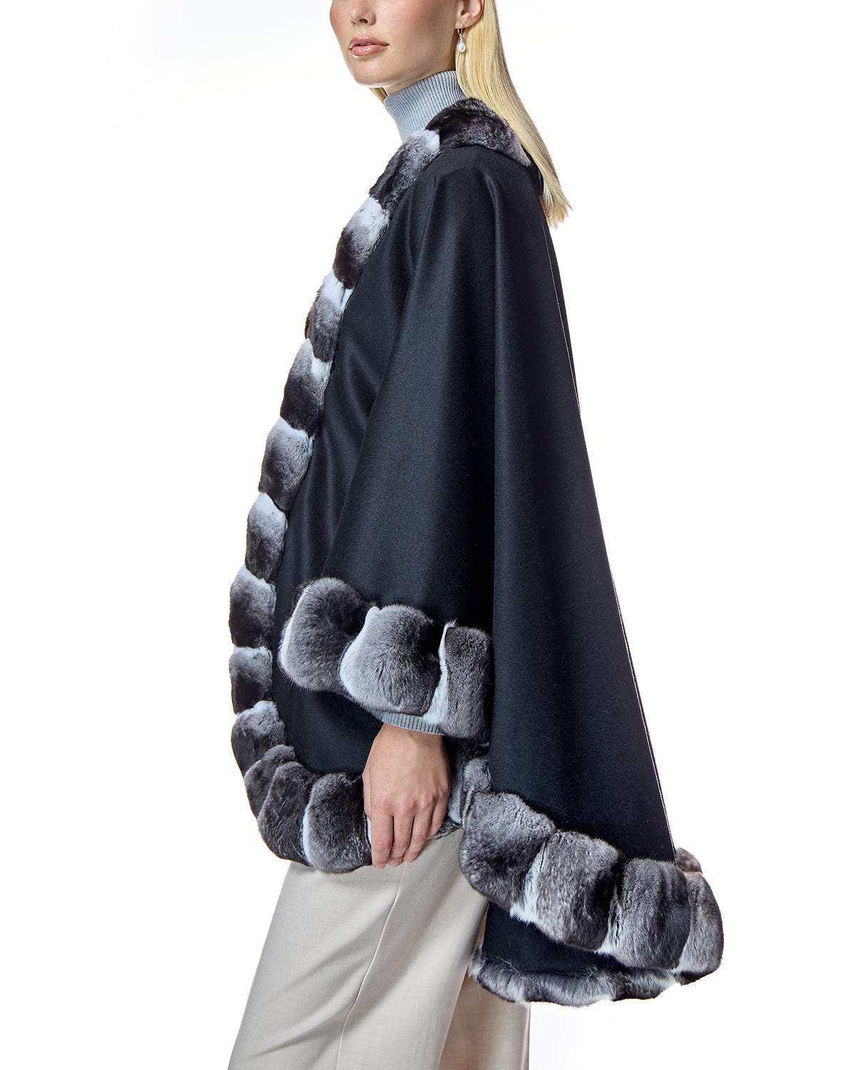Cashmere Cape with Chinchilla Trim