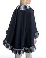 Cashmere Cape with Chinchilla Trim