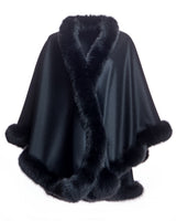 Cashmere Cape with Dyed Fox Trim- Maximilian