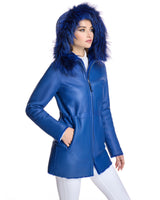 Shearling Lamb Jacket Reversible with Fox Trimmed Hood