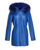 Shearling Lamb Jacket Reversible with Fox Trimmed Hood
