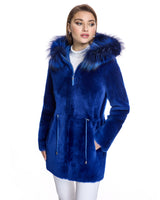 Shearling Lamb Jacket Reversible with Fox Trimmed Hood