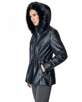 Leather Jacket wit Hooded Toscana Trim- Maximilian