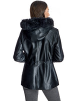 Leather Jacket wit Hooded Toscana Trim- Maximilian