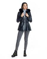 Leather Jacket wit Hooded Toscana Trim- Maximilian