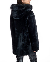 Reversible Toscana-Trimmed Hooded Shearling Lamb Jacket- Maximilian