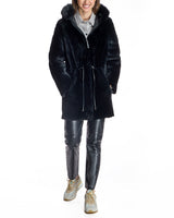 Reversible Toscana-Trimmed Hooded Shearling Lamb Jacket- Maximilian