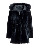 Reversible Toscana-Trimmed Hooded Shearling Lamb Jacket- Maximilian