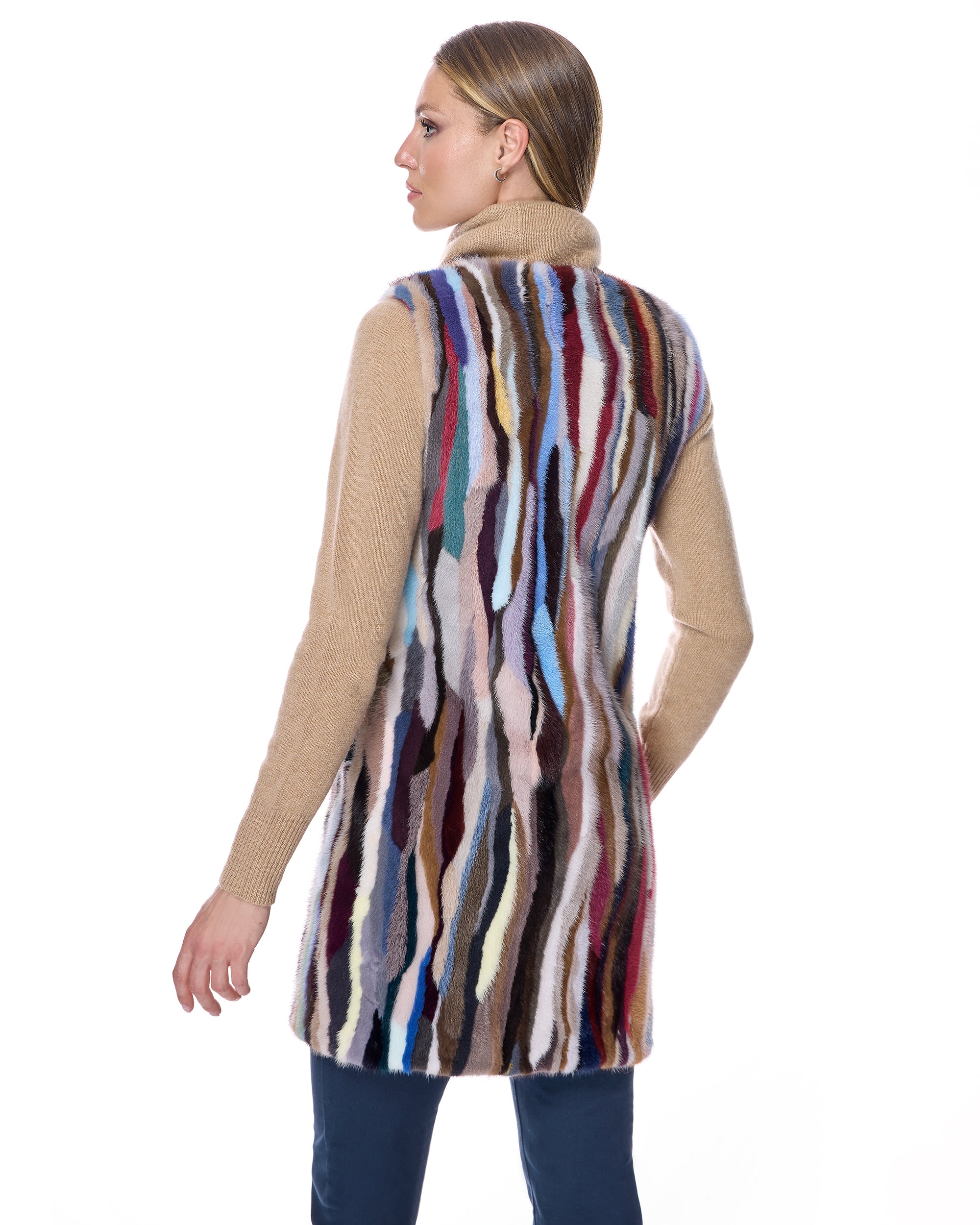 Multicolor Mink Sections vest
