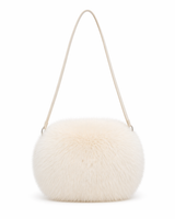 Off White Bleached Fox Muff Bag with Leather Strap