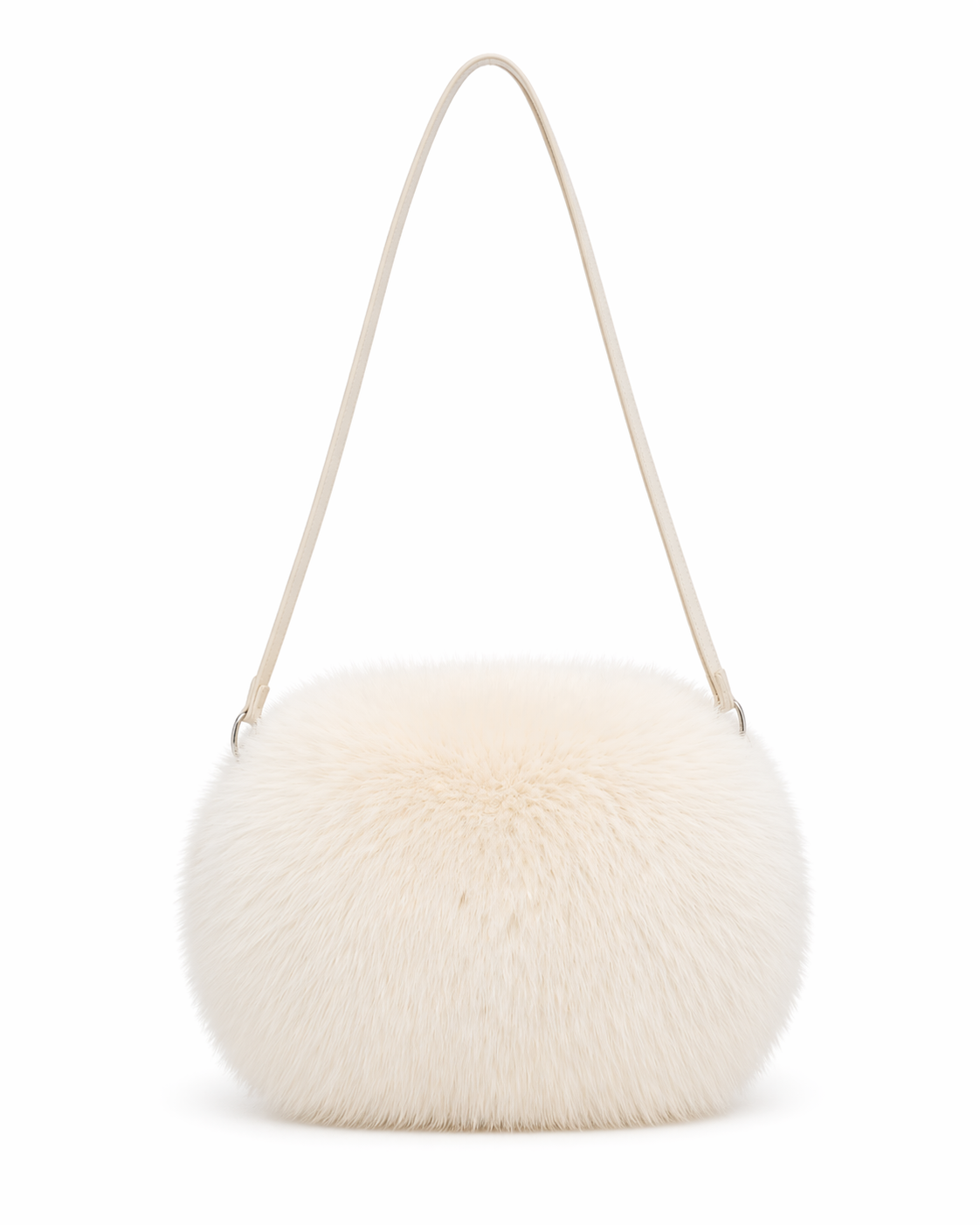Off White Bleached Fox Muff Bag with Leather Strap