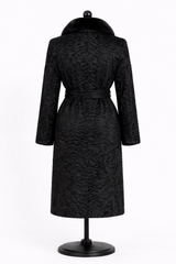 Archive & Vintage 40" Black dyed Swakara Lamb Coat with Mink Collar