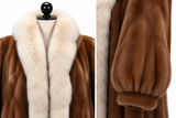 Archive & Vintage 49" Pastel Mink Coat with Fox Tuxedo Collar