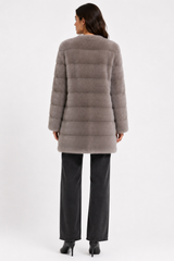 Sapphire dyed Mink Horizontal Jacket 33" Long