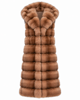 Maximilian One-of-a-Kind 43" Tortora Dyed Russian Sable Long Vest
