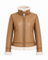 Maximilian Whiskey & White Shearling Lamb Aviator Jacket