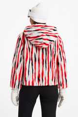 Dyed Mink Patchwork Jacket with Hood – Reversible to White Water Repellant Nylon