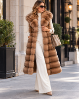 Maximilian One-of-a-Kind 43" Tortora Dyed Russian Sable Long Vest