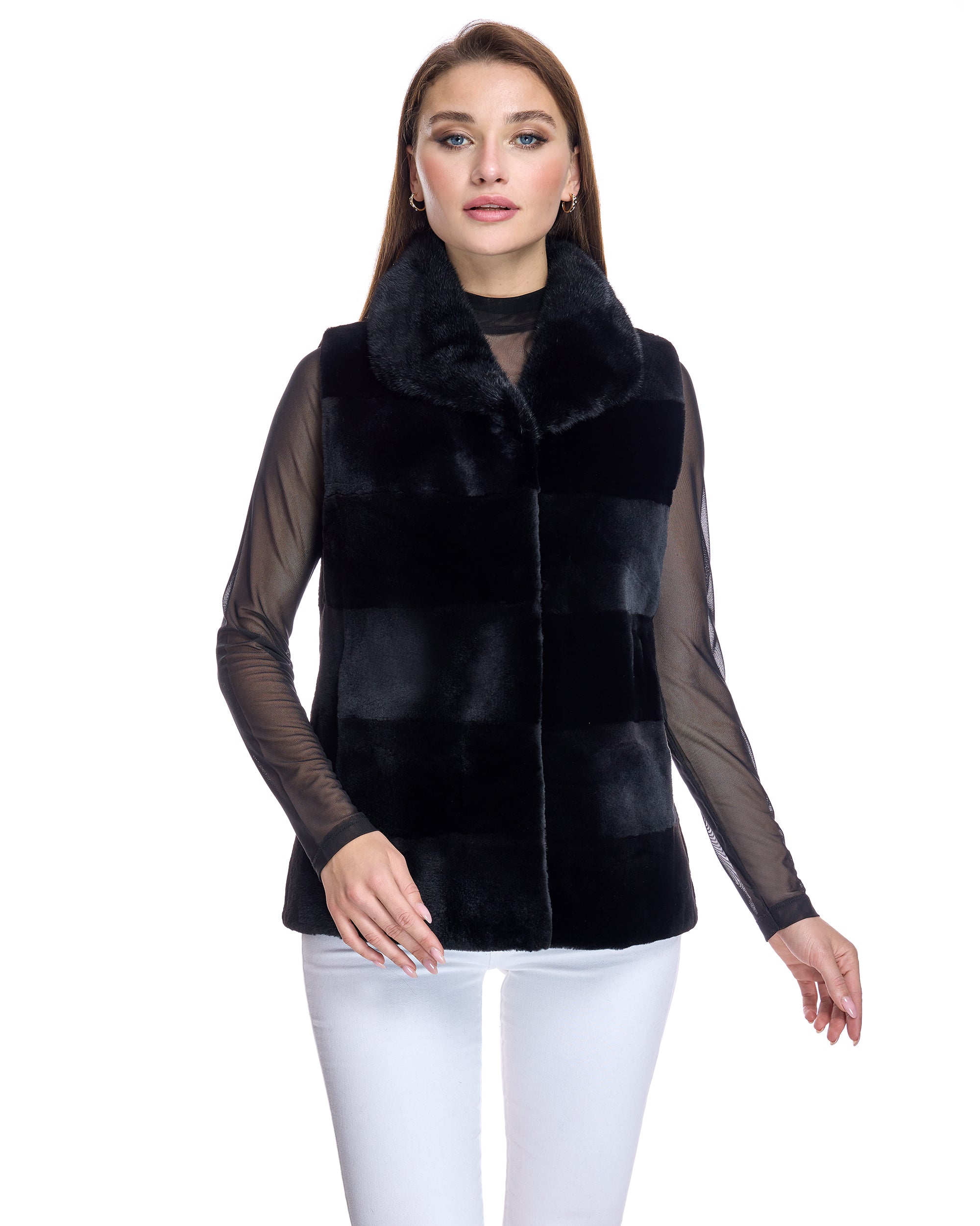 Horizontal Sheared Mink Vest